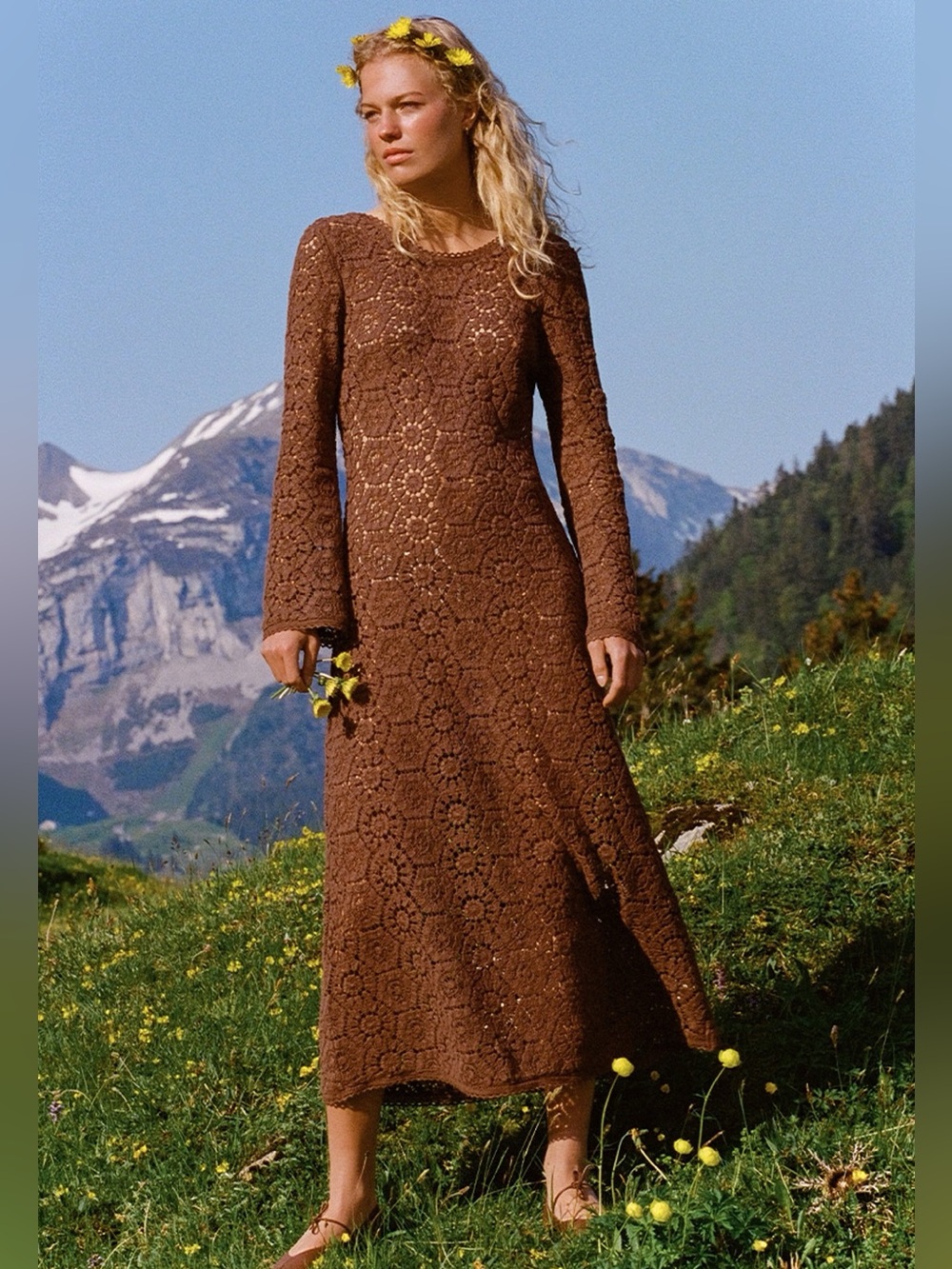 NWT✨ Spell Helena Crochet Lace Gown Chocolate
